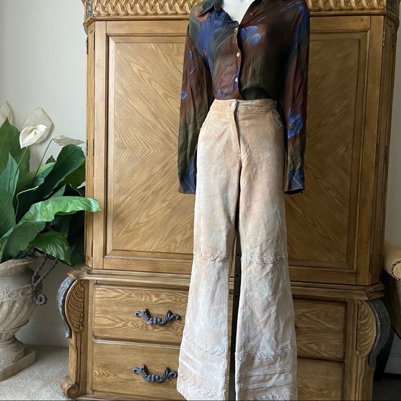 Georgiou Vintage brown blue floral sheer blouse - Picture 3 of 9